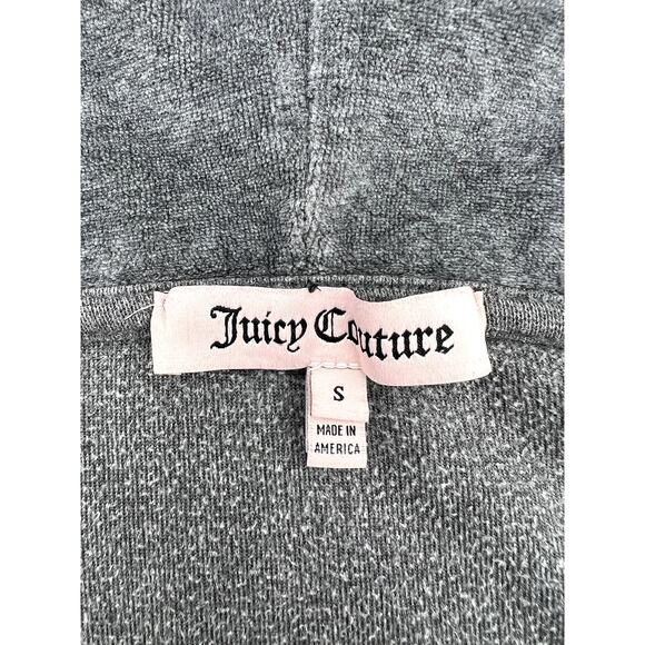 JUICY COUTURE Velour Grey Zip-up Hoodie w/ Sparkle JC logo on back (W: Sml) - Picture 11 of 16